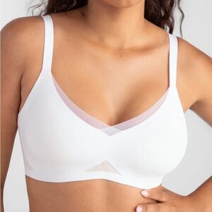 HONEYLOVE Lace CrossOver Wire-Free Adjustable Bra Size XL White Style BRBR00017